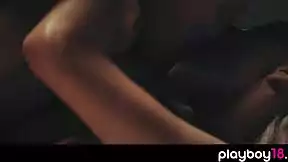 Wow, skinny Colombian babe slams her big tits on lover's cock!