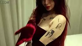 Jessica Rabbit Cosplay Girlfriend's Tongue and Pierced Nipples Worship Huge Cock