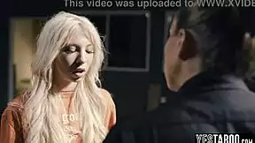 big tits milf cop straps on to punish tiny teen criminal deep and hard