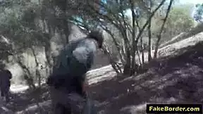 latina in uniform gets slammed hard outdoors on the border