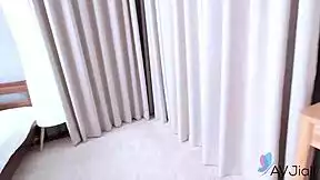 busty chinese cheerleader una sucks hard cock before sex