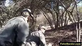 latina in uniform gets slammed hard outdoors on the border