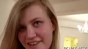 wicked beauty drops to knees licking balls before tight pussy doggystyle pounding