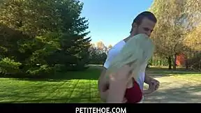 petite 18+ busty blonde roxy risingstar teased and bullied by big vince karter on her walk home