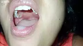 wow closeup wet latina deepthroat monster cock choking gagging cum swallow!