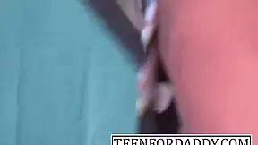ebony teen babe's pussy and ass double penetrated till she squirts wildly