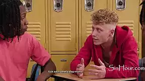 Students gangbang blonde classmate rough double penetration interracial on classroom bench?