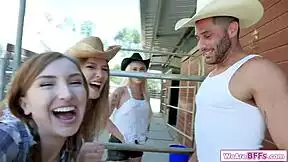 Hey, watch this teen ride cock while her bff licks her pussy deep