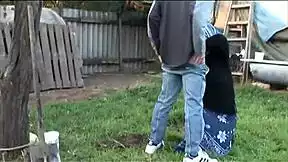 Hey my horny stepgrandma gets clothes ripped fucked doggystyle outdoors