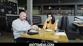 Freeuse waitress kenzie anne and leda lotharia serve blowjobs and sex to customers anytime