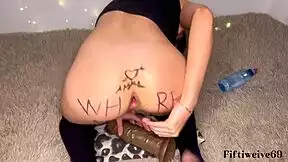 Slut's Painted Huge Asshole Gaped Wide by Dildo in Bent Over Anal Toy Fuck