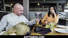 Freeuse waitress kenzie anne and leda lotharia serve blowjobs and sex to customers anytime