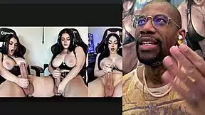 thicc goth trans babe strokes throbbing cock cums hard repeatedly