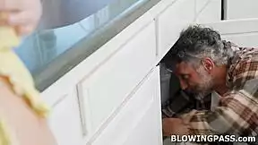 stepdaughter deepthroats daddy's monster cock proving she's sluttier than mum with sloppy gags