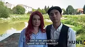 busty redhead seduces stranger for raw fuck watching her boyfriend