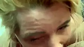 Topless hooker gulps cum load after deep bareback street blowjob