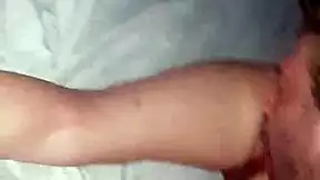 Beautiful latina lesbian wife spreads shaved ass for closeup anal in lingerie