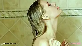 What happens when elegant teen 18+ blonde steps out of the shower all wet and classy?