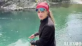 Muscular daddy bodybuilder fucks petite Argentinian babysitter outdoors—cum facial finish