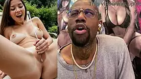 watch tiny trans cock girl explode cum all over her body dripping down bald pussy!