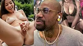 watch tiny trans cock girl explode cum all over her body dripping down bald pussy!