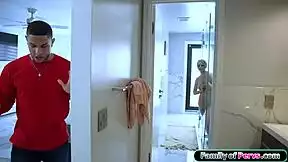 Stepmom's Shower Turns into Deepthroat Monster Cock Fuck with Stepson