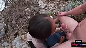 amateur thai teen couple fucks hardcore doggystyle bent over outdoors public