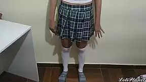 Provocative Schoolgirl Steps Daughter Miniskirt Lured by Daddy for Taboo Fuck