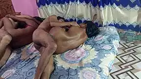 Hanif, Popy Khatun, Mst Sumona, and Manik Mia share intense foursome penetration with rough banging and riding