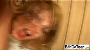 yo blonde teen babe in lingerie gets her tight holes stuffed and fucked hard