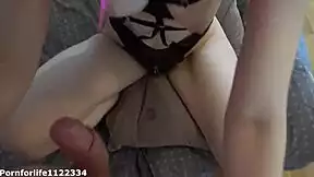 I fuck this redhead in black leather lingerie with huge cumshot!