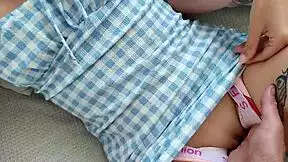 stepsister spreads tight asshole for brother's first anal creampie closeup