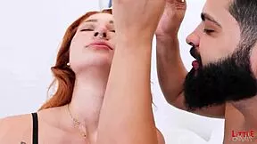 Stunning redhead fucks tight pink shaved pussy deep