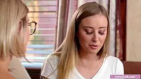 wanna see this blonde teen scissoring hard after class?