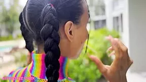 SKINNY VIOLETA GREY LOLLIPOP TEASES TO DEEPTHROAT then POUNDED OILED PIGTAILS POOL