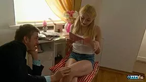 Private tutor spies small tits teen then devours her shaved pussy