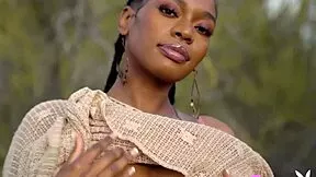 Big Tits Ebony Teen Strips Lingerie Exposes Natural Boobs