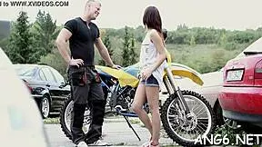 naughty petite slut gives wet blowjob then rides hard one-eyed monster