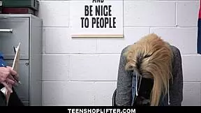 blonde teen madison haze caught stealing underwear rips clothes teases guard's monster cock