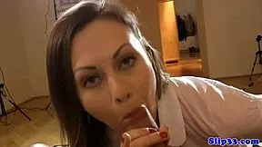 Classy British Teen Babe In Stockings Sucks Old Man Cock Bent Over Doggystyle POV Fuck