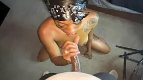 slim ebony babe sucks cock deep then takes facial cumshot homemade