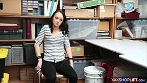 cute petite brunette shoplifter teen fucked doggystyle by mall cop