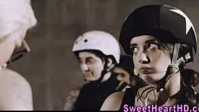 Horny Lesbian Teens Eat Pussy in Locker Room