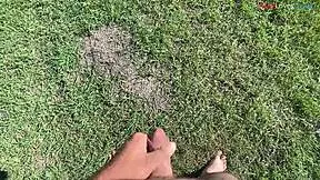 wanna stroke your cock while i masturbate barefoot outdoors this fall?