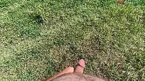 wanna stroke your cock while i masturbate barefoot outdoors this fall?