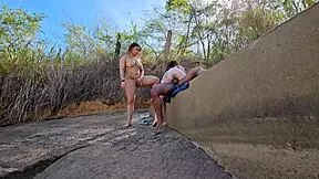 by a deserted river my friend and i teased a stranger until his cock got rock hard