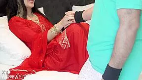 hot priya bends over in red salwar suit for hard doggystyle fuck