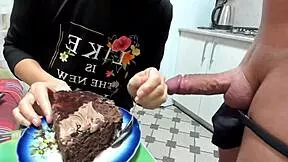 milf's food fetish creampie fills her with fresh sperm in cfnm play