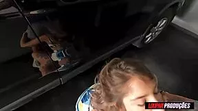 skinny blonde latina sucks cock wildly in the car for charlotte lp productions