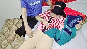 indian muslim wife rides husband's cock hard while moaning dirty hindi words in bedroom close-up